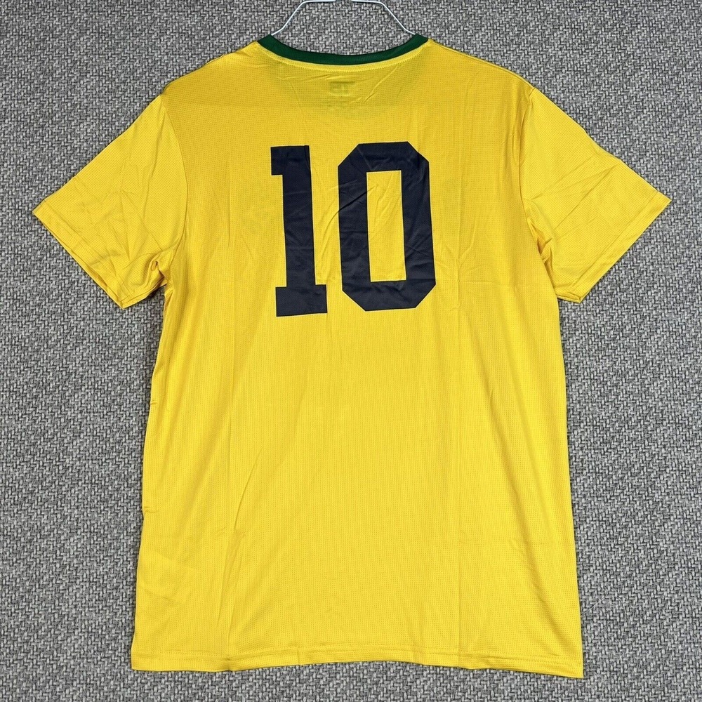 Brasil Soccer Football T-Shirt Yellow #10 Brazil Flag Logo LARGE Athletic Tee - Picture 4 of 6